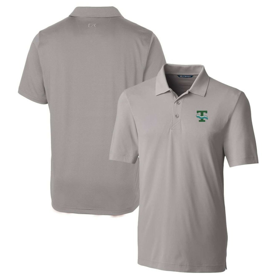 Men * | Lower Prices Men'S Cutter & Buck Gray Tulane Green Wave Forge Stretch Polo