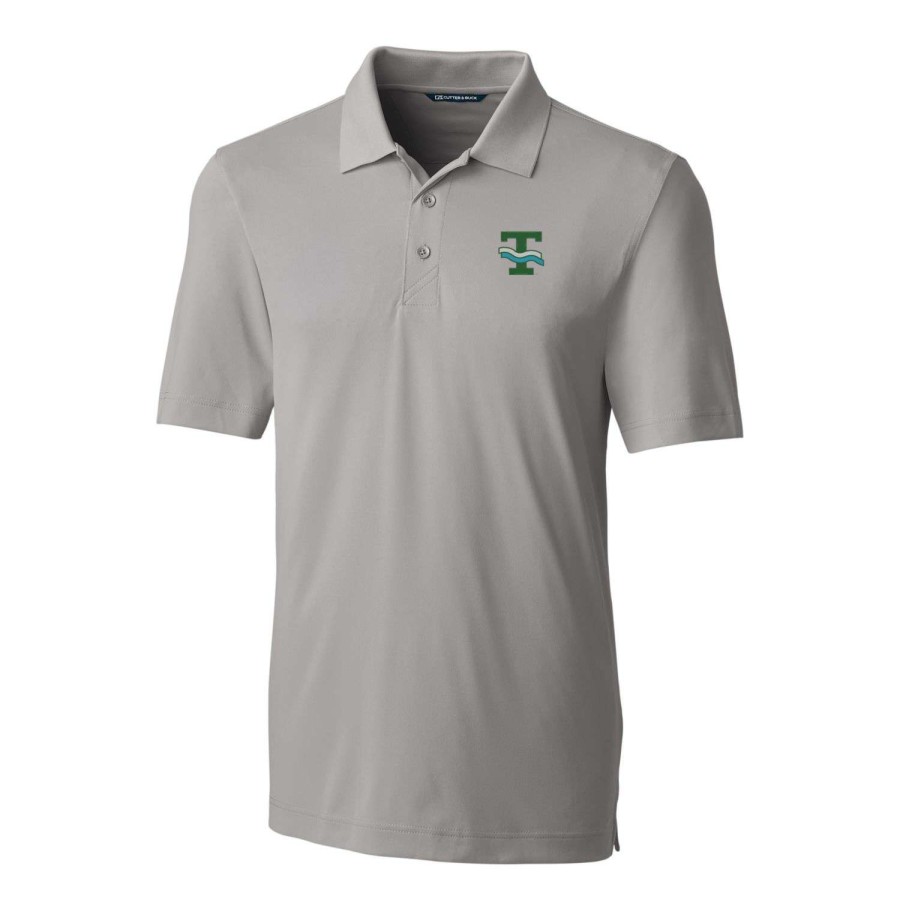 Men * | Lower Prices Men'S Cutter & Buck Gray Tulane Green Wave Forge Stretch Polo