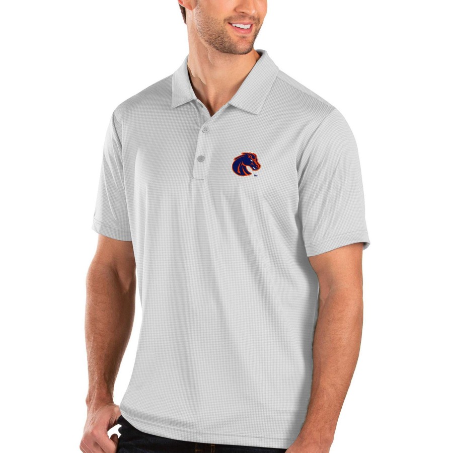 Men * | Original Men'S Antigua White Boise State Broncos Balance Polo