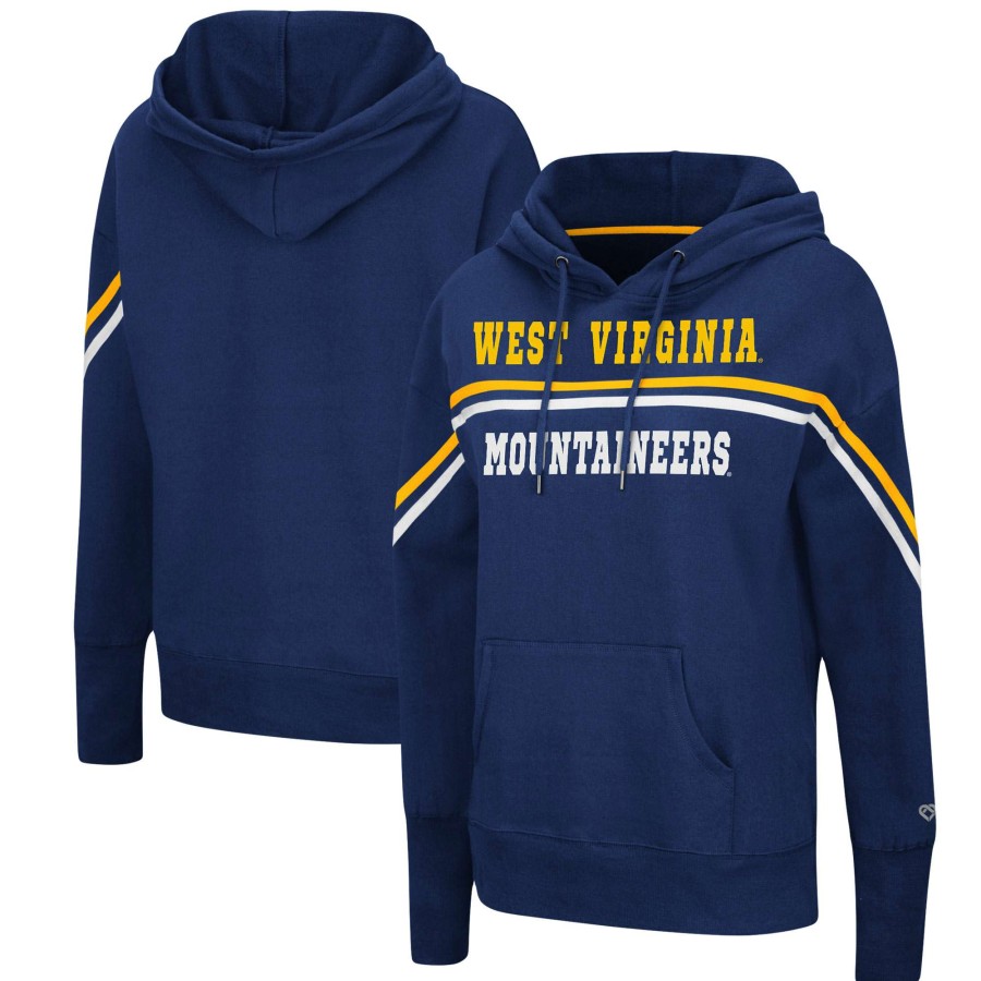 Women * | Limited Edition Women'S Colosseum Navy West Virginia Mountaineers Meemaw Pullover Hoodie