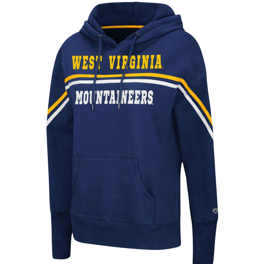 Women * | Limited Edition Women'S Colosseum Navy West Virginia Mountaineers Meemaw Pullover Hoodie