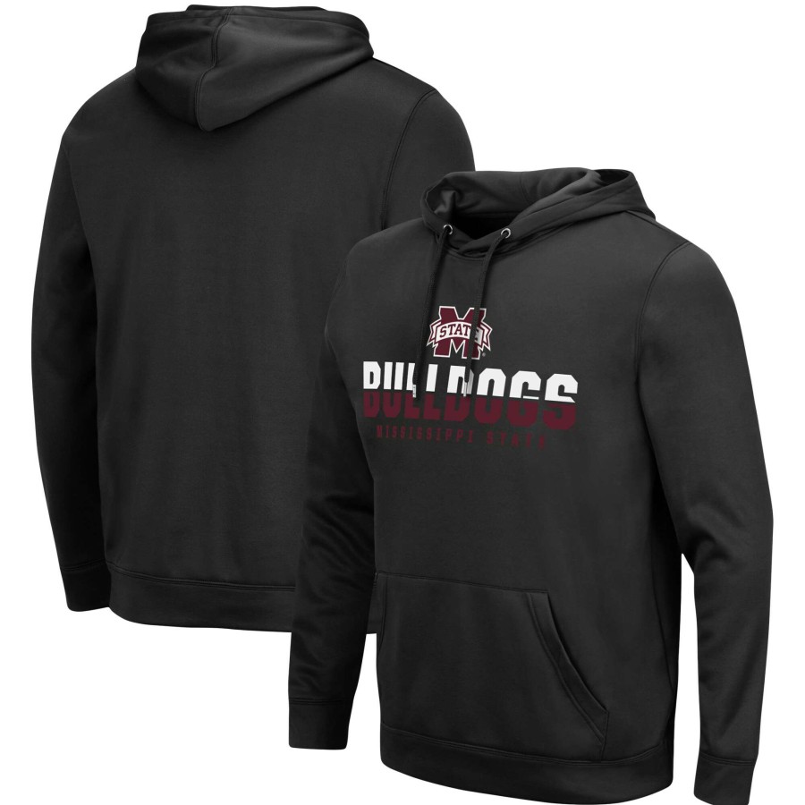 Men * | Clearance Sale Men'S Colosseum Black Mississippi State Bulldogs Lantern Pullover Hoodie