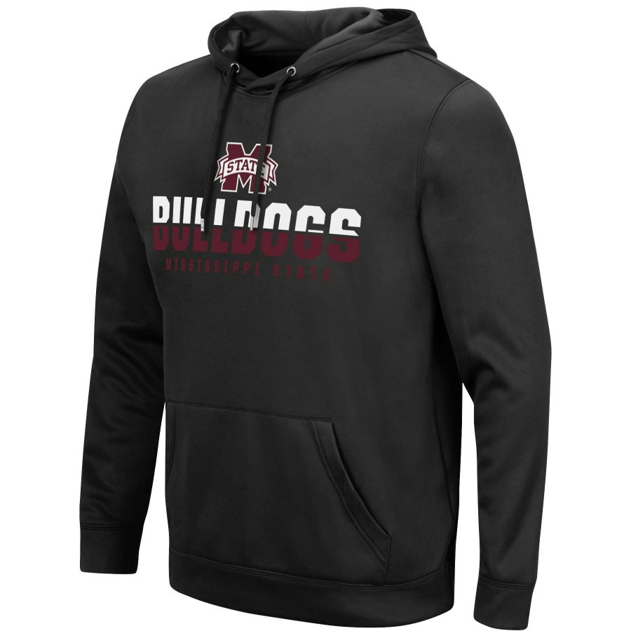 Men * | Clearance Sale Men'S Colosseum Black Mississippi State Bulldogs Lantern Pullover Hoodie