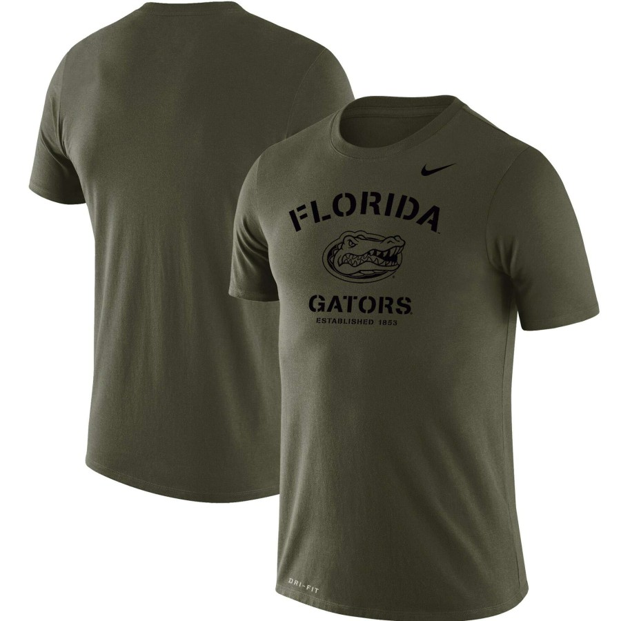 Men * | Lower Prices Men'S Nike Olive Florida Gators Stencil Arch Performance T-Shirt