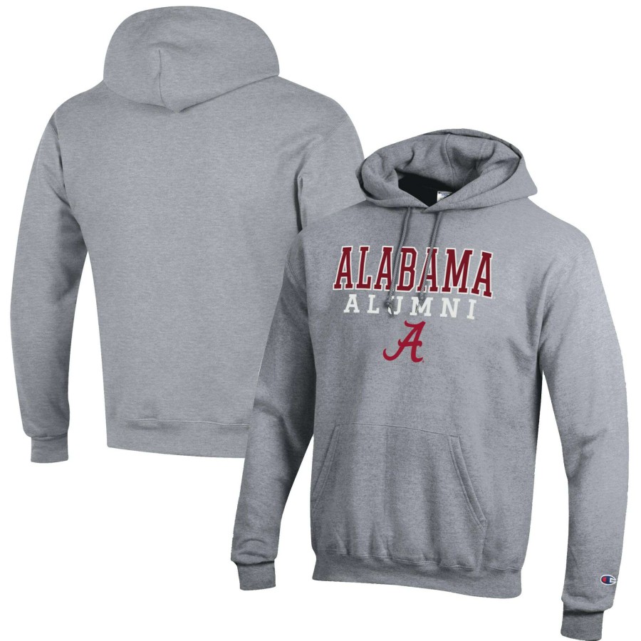 Men * | Tendy Style Men'S Champion Gray Alabama Crimson Tide Alumni Logo Stack Pullover Hoodie