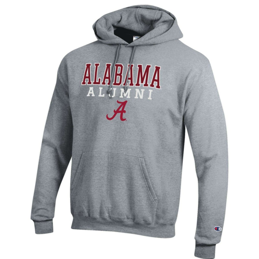 Men * | Tendy Style Men'S Champion Gray Alabama Crimson Tide Alumni Logo Stack Pullover Hoodie