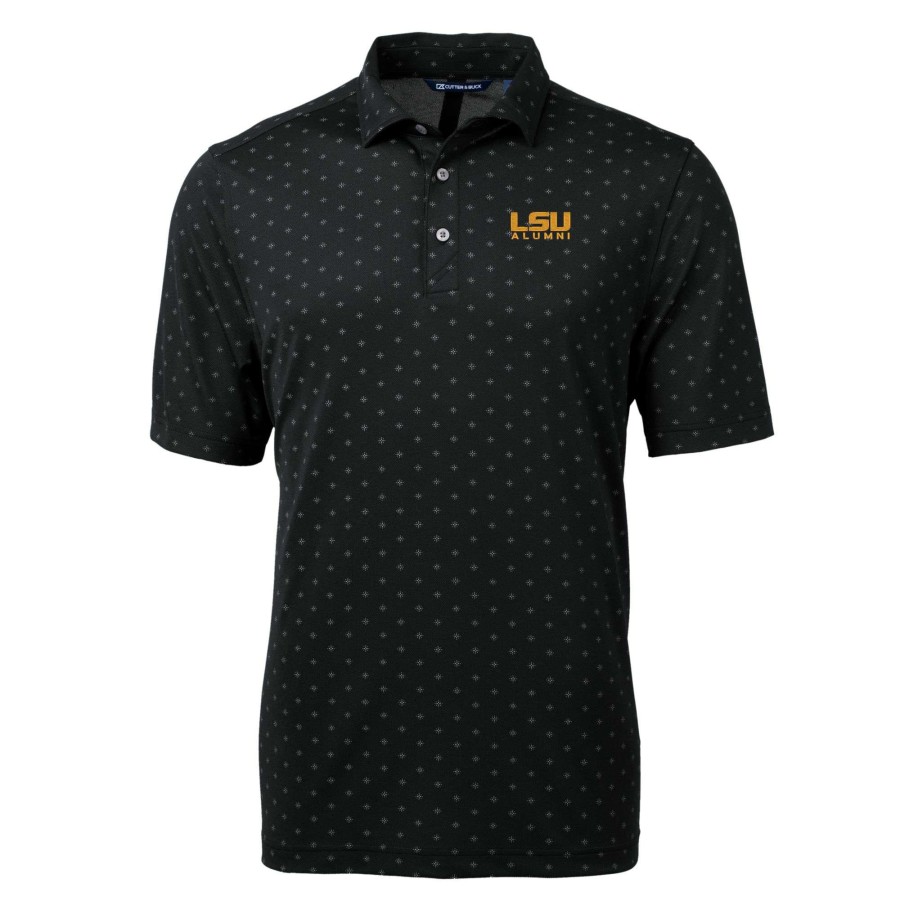 Men * | Tendy Style Men'S Cutter & Buck Black Lsu Tigers Alumni Logo Virtue Eco Pique Tile Print Recycled Polo