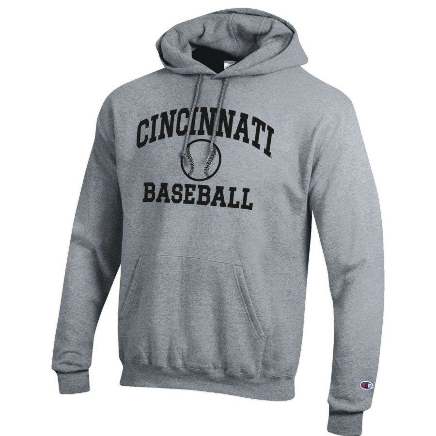 Men * | Clearance Sale Men'S Champion Gray Cincinnati Bearcats Baseball Icon Pullover Hoodie