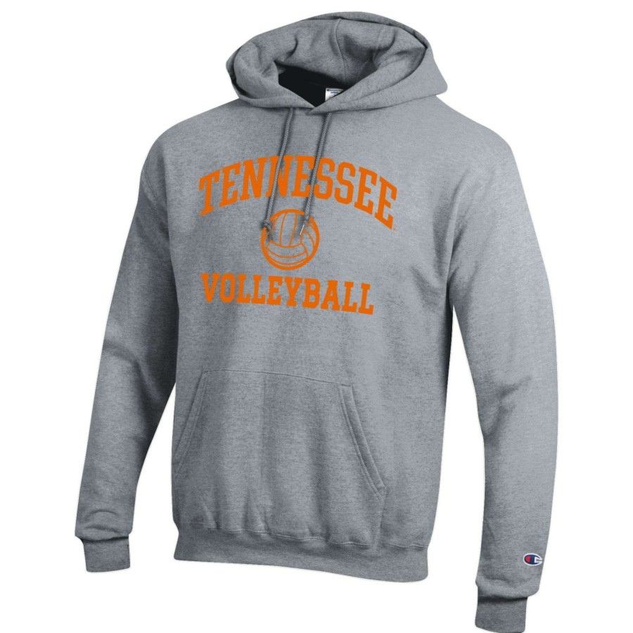 Men * | Clearance Sale Men'S Champion Heather Gray Tennessee Volunteers Volleyball Icon Powerblend Pullover Hoodie