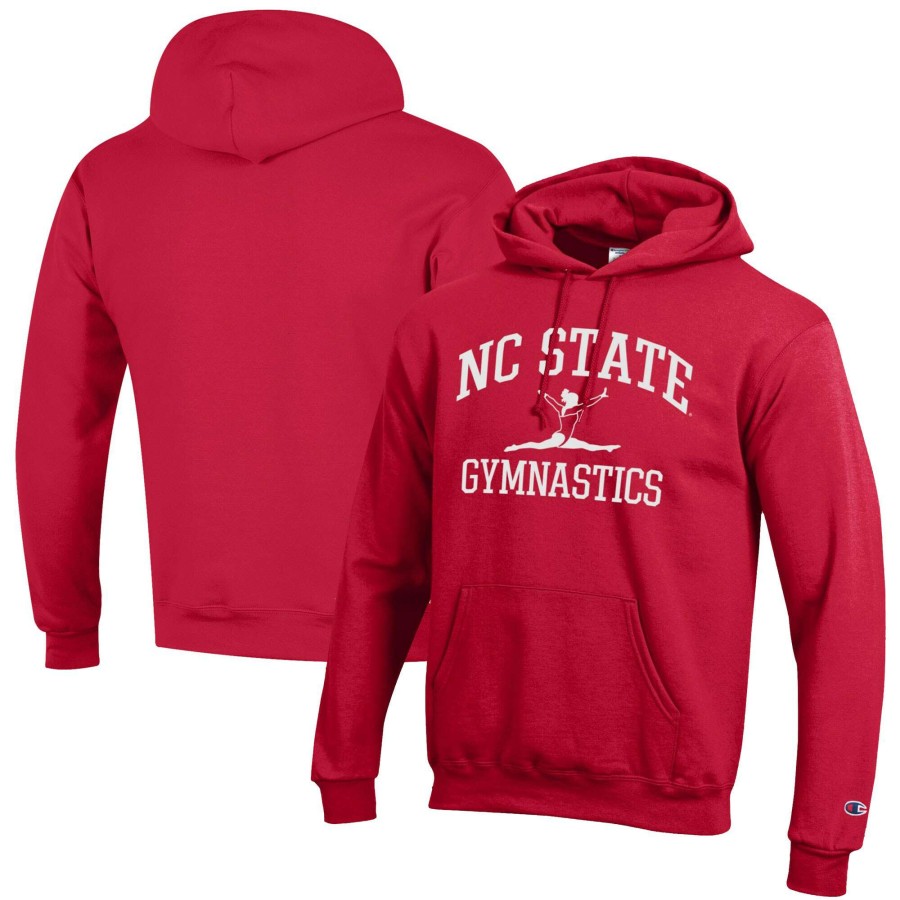 Men * | Hot Sell Men'S Champion Red Nc State Wolfpack Gymnastics Icon Powerblend Pullover Hoodie