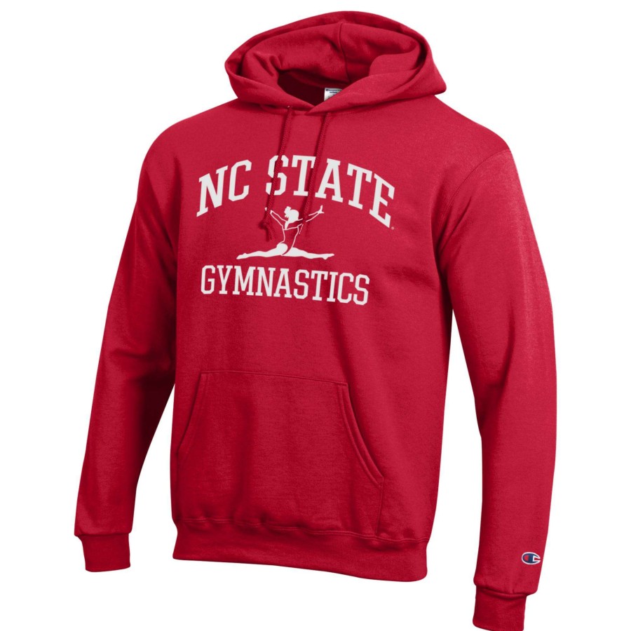 Men * | Hot Sell Men'S Champion Red Nc State Wolfpack Gymnastics Icon Powerblend Pullover Hoodie