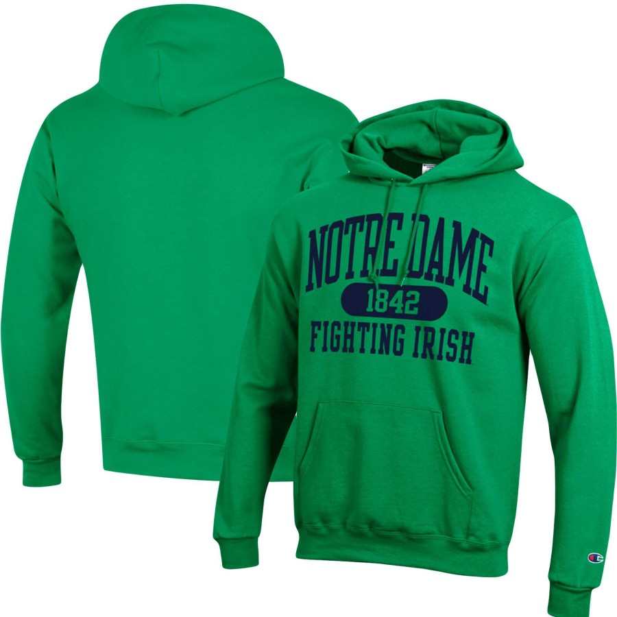 Men * | Best Sellers Men'S Champion Green Notre Dame Fighting Irish Arch Pill Pullover Hoodie