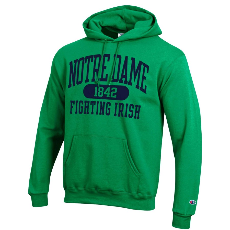 Men * | Best Sellers Men'S Champion Green Notre Dame Fighting Irish Arch Pill Pullover Hoodie