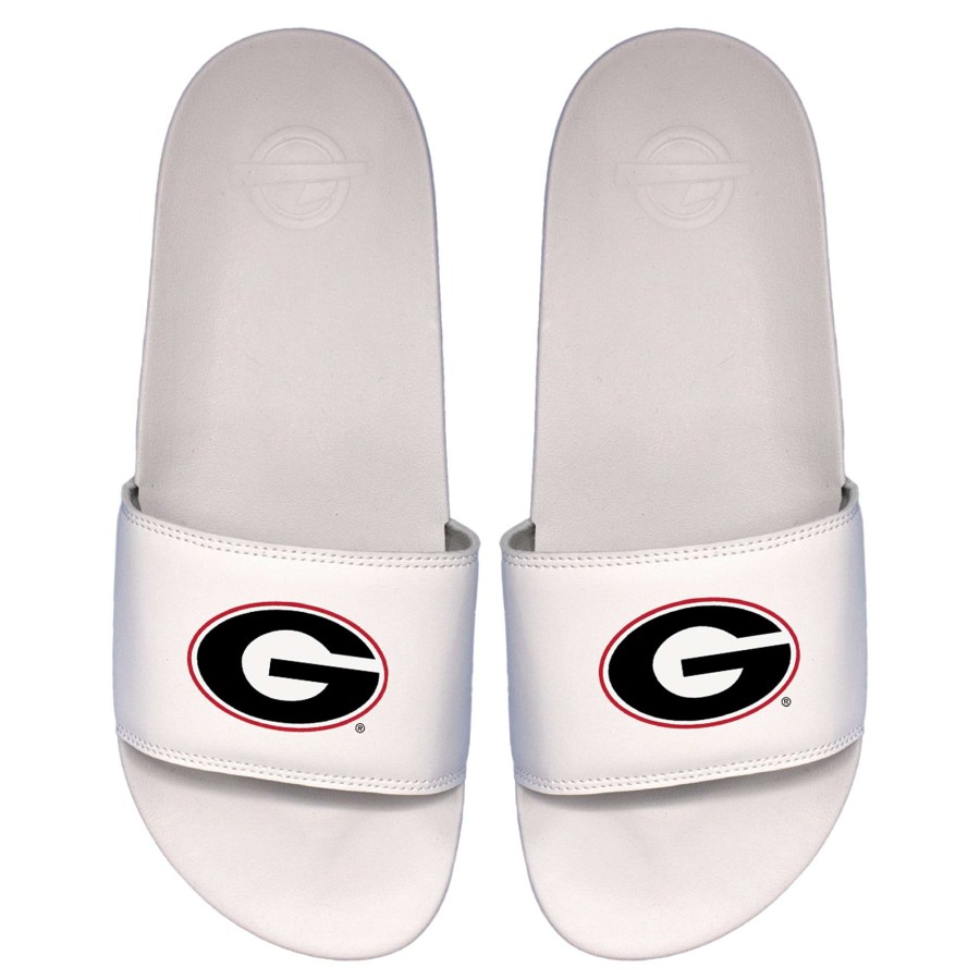 Men * | Tendy Style Men'S Islide White Georgia Bulldogs Primary Logo Motto Slide Sandals