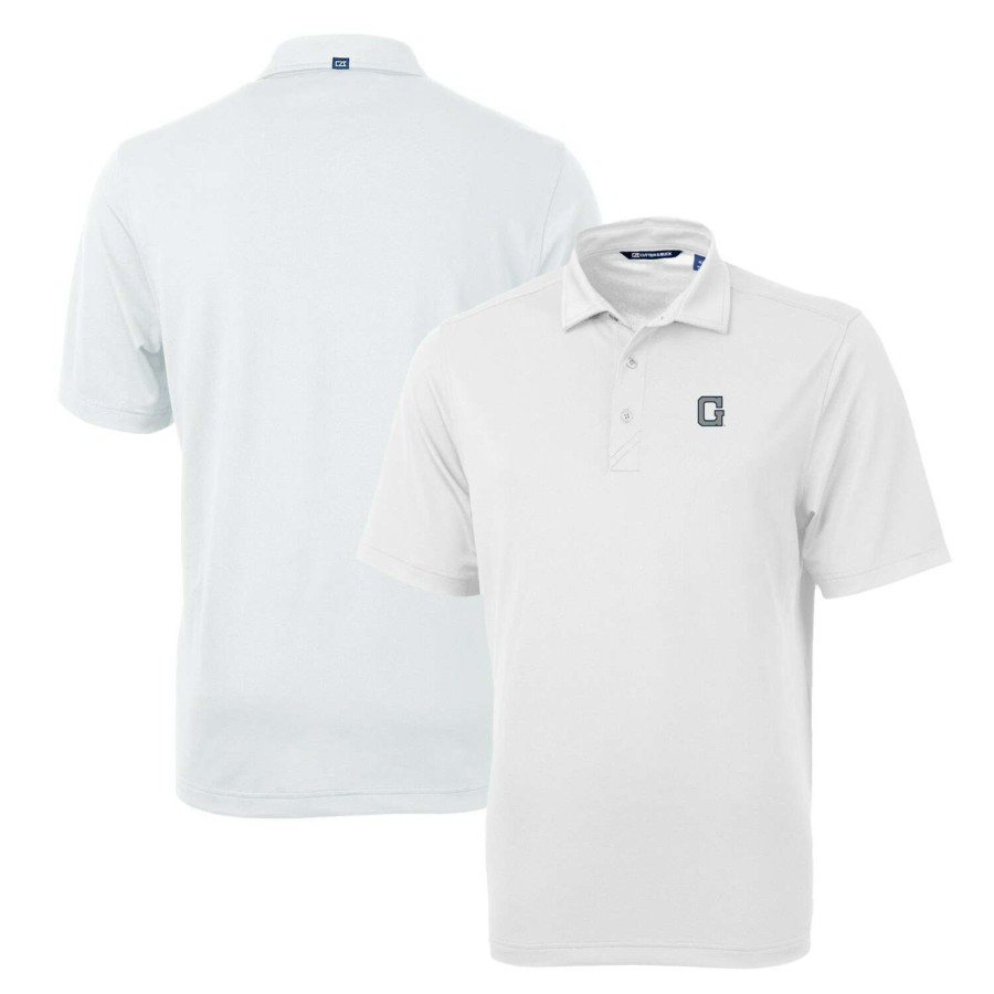 Men * | Lower Prices Men'S Cutter & Buck White Georgetown Hoyas Team Logo Virtue Eco Pique Recycled Polo