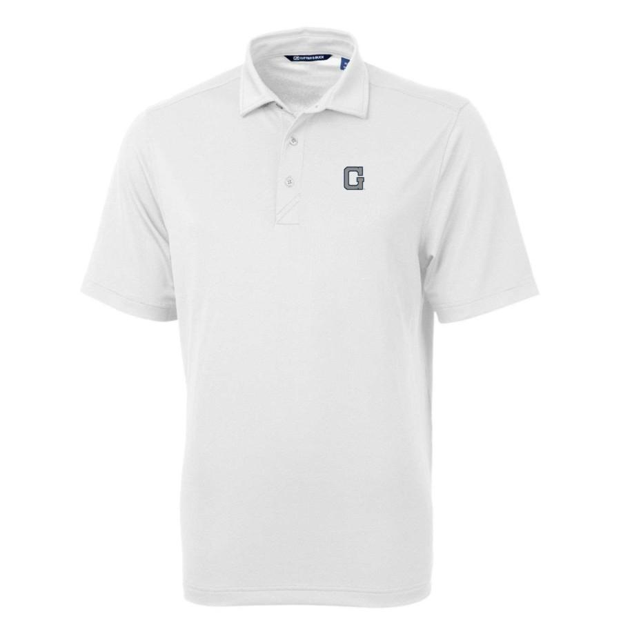 Men * | Lower Prices Men'S Cutter & Buck White Georgetown Hoyas Team Logo Virtue Eco Pique Recycled Polo