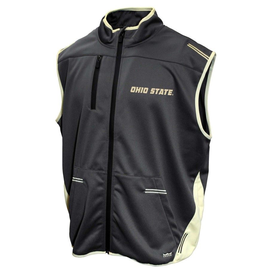 Men * | Clearance Sale Men'S Franchise Club Charcoal Ohio State Buckeyes Endurance Full-Zip Vest