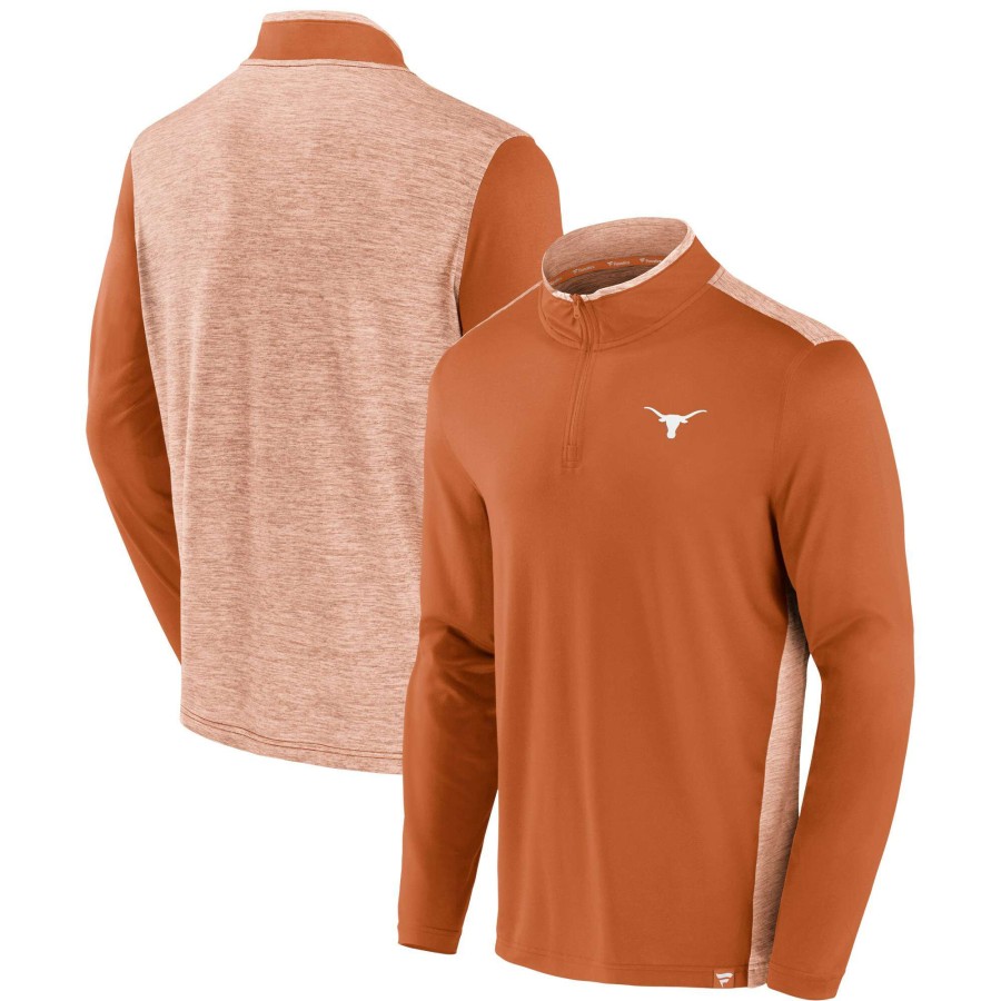 Men * | Sale Online Men'S Fanatics Branded Texas Orange Texas Longhorns Recharged Quarter-Zip Jacket