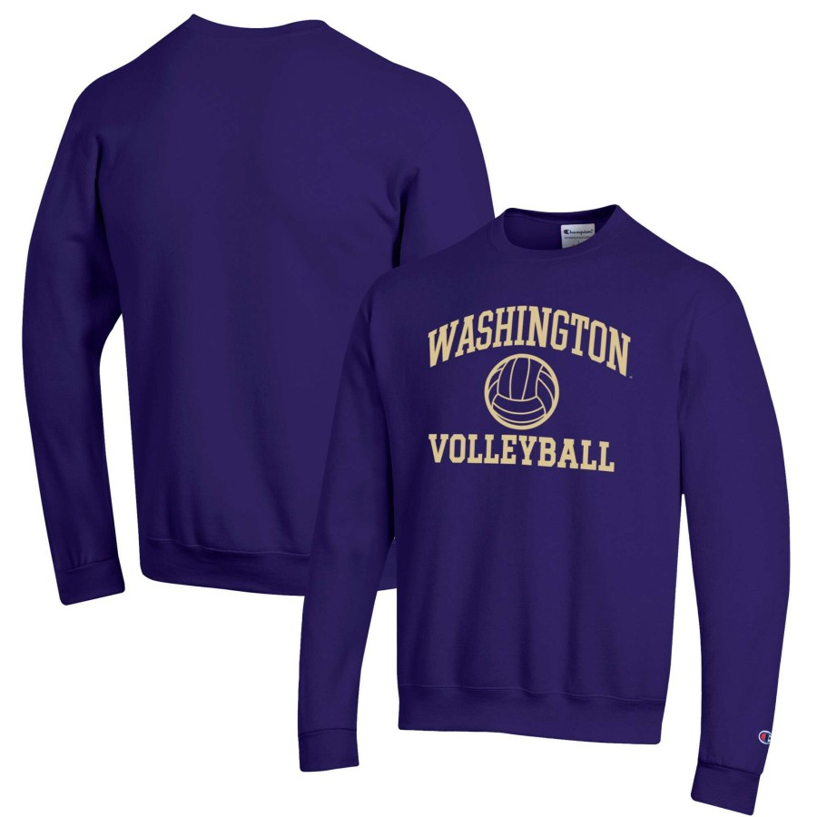 Men * | Tendy Style Men'S Champion Purple Washington Huskies Volleyball Icon Powerblend Pullover Sweatshirt