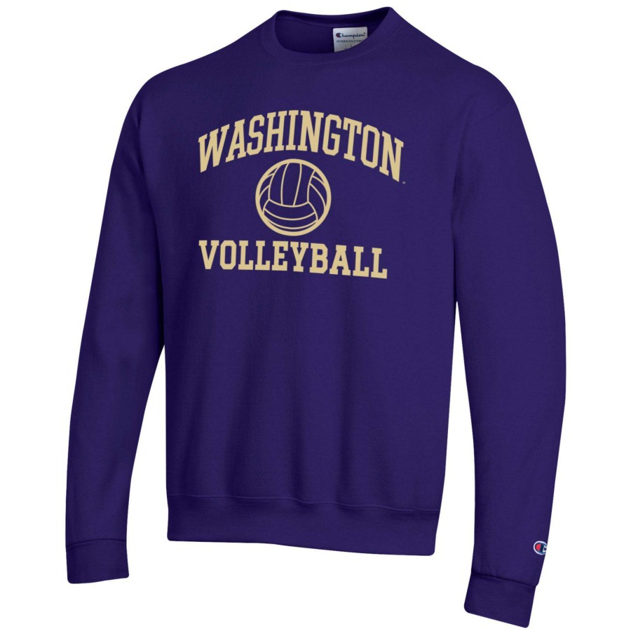 Men * | Tendy Style Men'S Champion Purple Washington Huskies Volleyball Icon Powerblend Pullover Sweatshirt