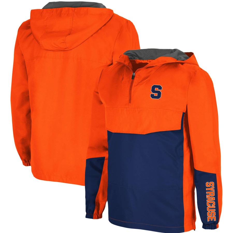 Men * | Lower Prices Men'S Colosseum Orange Syracuse Orange Freeway Theory Quarter-Zip Anorak Hoodie