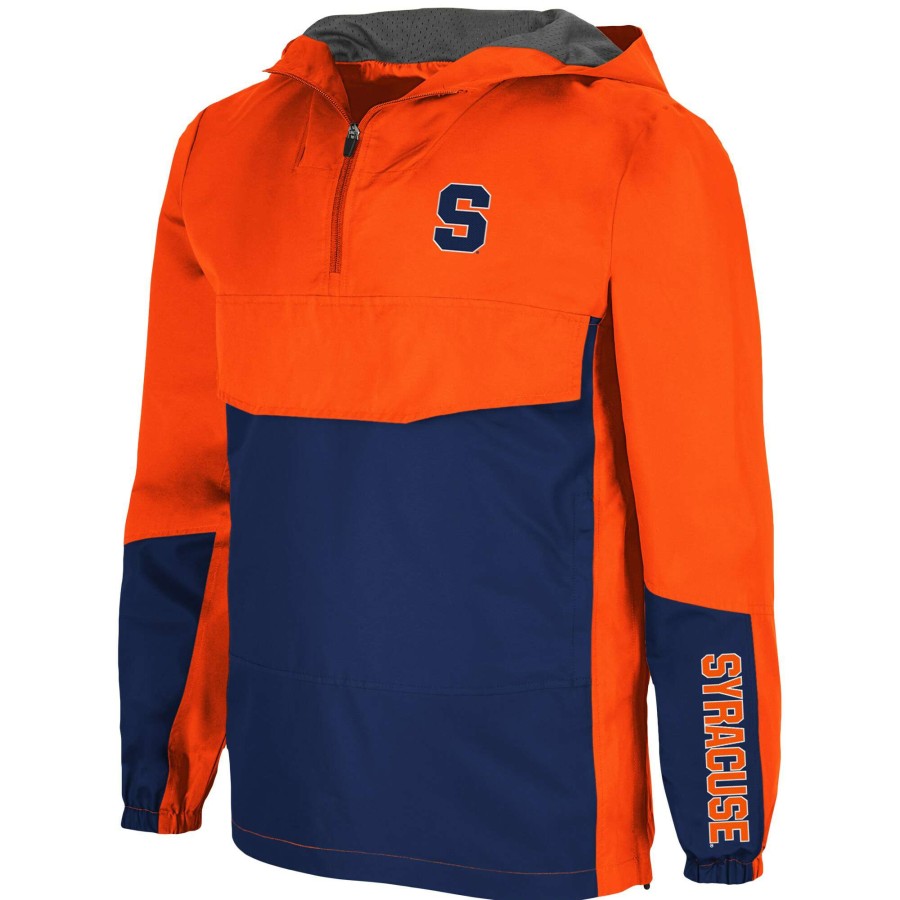 Men * | Lower Prices Men'S Colosseum Orange Syracuse Orange Freeway Theory Quarter-Zip Anorak Hoodie