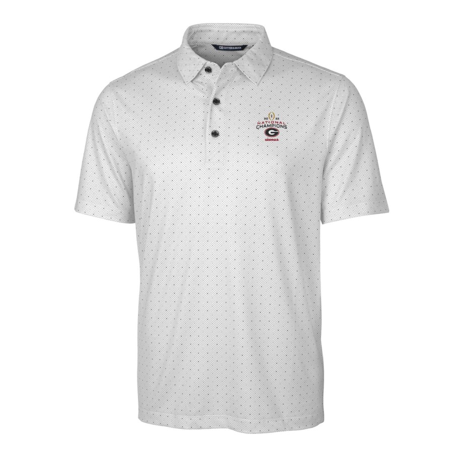 Men * | Discount Store Men'S Cutter & Buck Charcoal Georgia Bulldogs College Football Playoff 2022 National Champions Pike Double Dot Print Stretch Polo