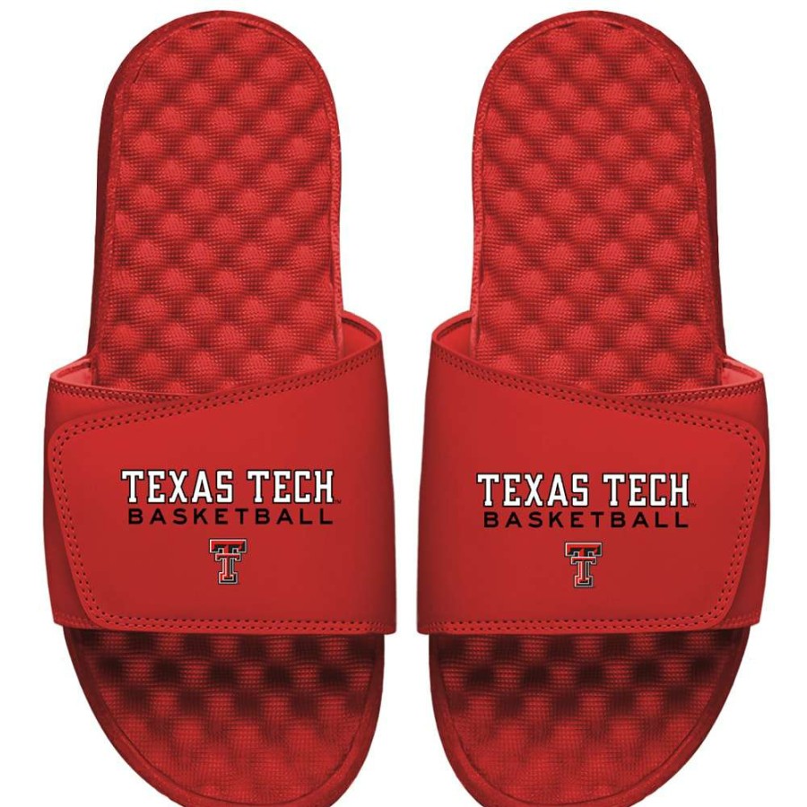 Men * | Clearance Sale Men'S Islide Red Texas Tech Red Raiders Basketball Wordmark Slide Sandals