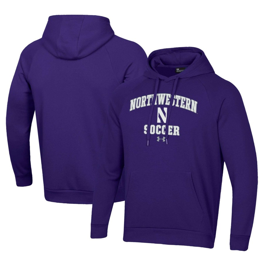 Men * | Reliable Quality Men'S Under Armour Purple Northwestern Wildcats Soccer Arch Over Pullover Hoodie