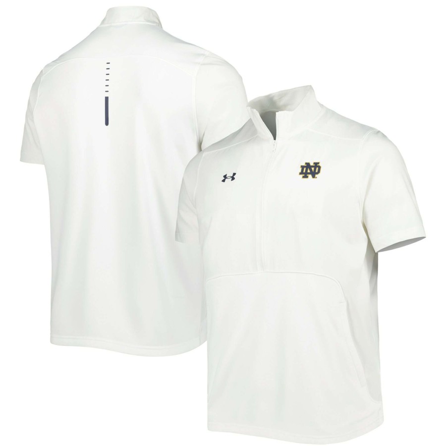 Men * | Good Quality Men'S Under Armour White Notre Dame Fighting Irish Motivate 2.0 Half-Zip Jacket