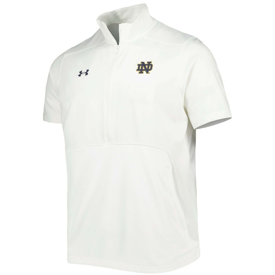 Men * | Good Quality Men'S Under Armour White Notre Dame Fighting Irish Motivate 2.0 Half-Zip Jacket