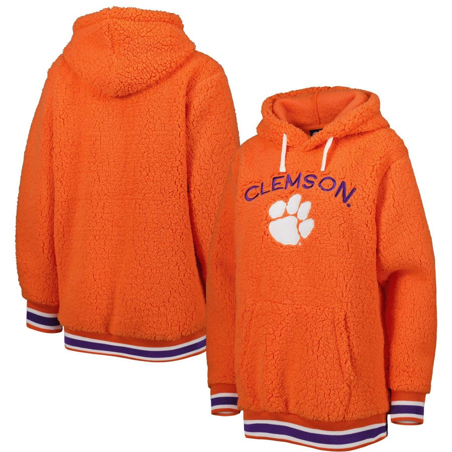 Women * | Limited Edition Women'S G-Iii 4Her By Carl Banks Orange Clemson Tigers Game Over Sherpa Pullover Hoodie