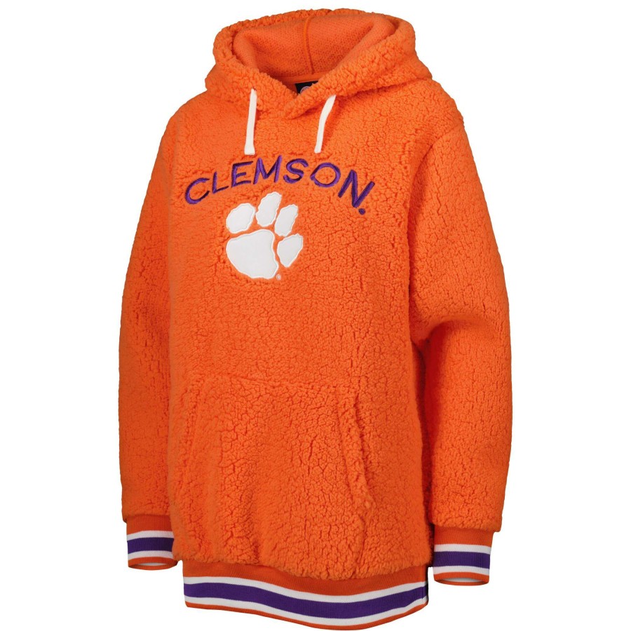 Women * | Limited Edition Women'S G-Iii 4Her By Carl Banks Orange Clemson Tigers Game Over Sherpa Pullover Hoodie