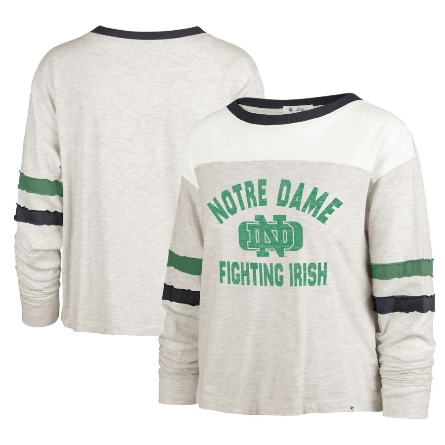 Women * | Sale Online Women'S '47 Oatmeal Notre Dame Fighting Irish All Class Lena Long Sleeve T-Shirt