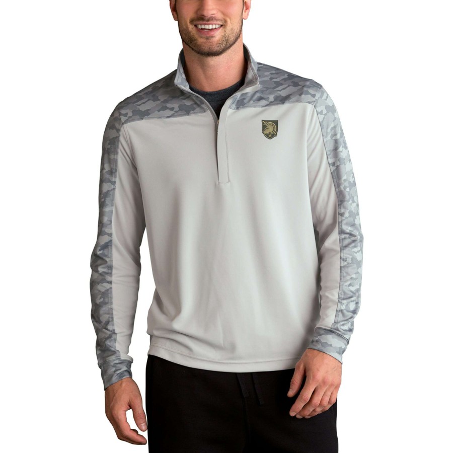 Men * | Tendy Style Men'S Gray Army Black Knights Vansport Pro Camo Block Half-Zip Pullover Jacket