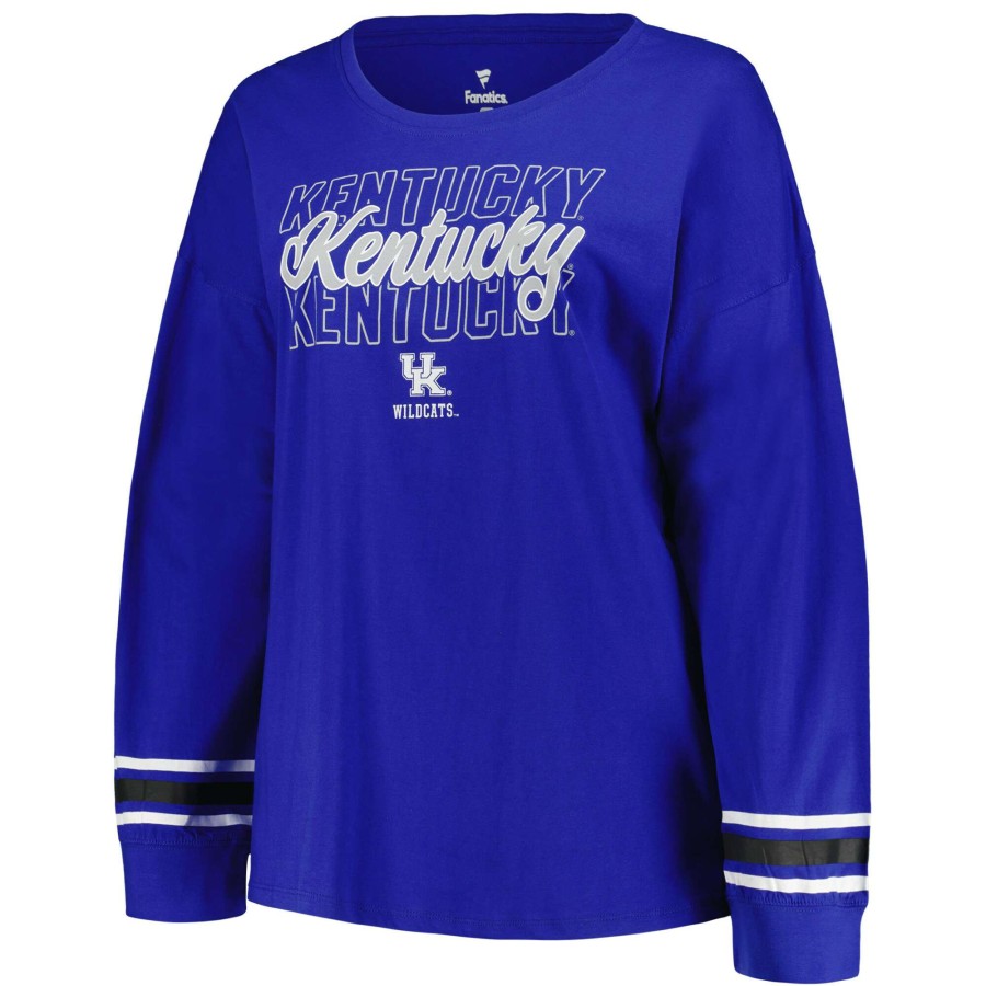 Women * | Best Sellers Women'S Profile Royal Kentucky Wildcats Plus Size Triple Script Scoop Neck Long Sleeve T-Shirt