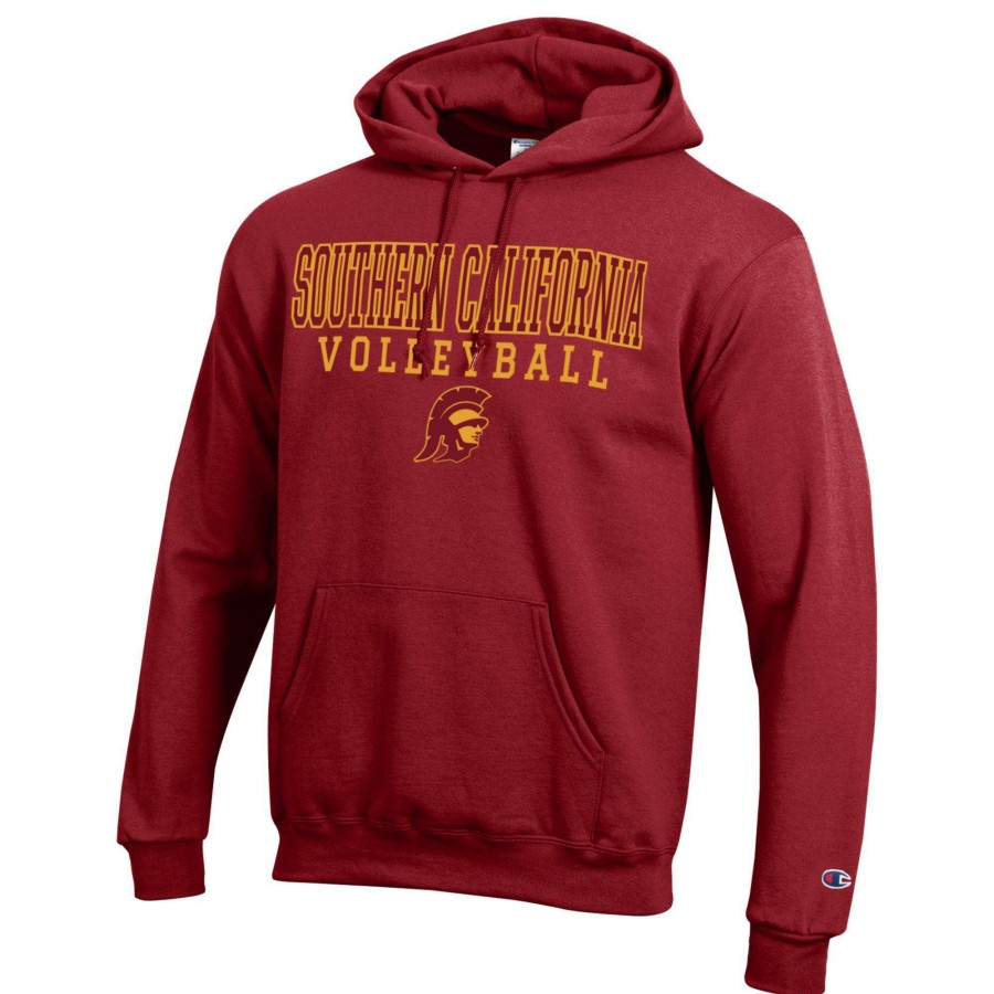 Men * | Lower Prices Men'S Champion Cardinal Usc Trojans Volleyball Stack Pullover Hoodie