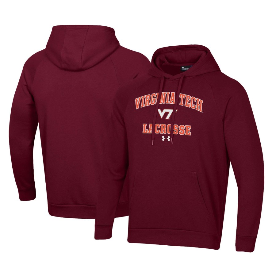 Men * | Discount Store Men'S Under Armour Maroon Virginia Tech Hokies Lacrosse All Day Arch Fleece Pullover Hoodie