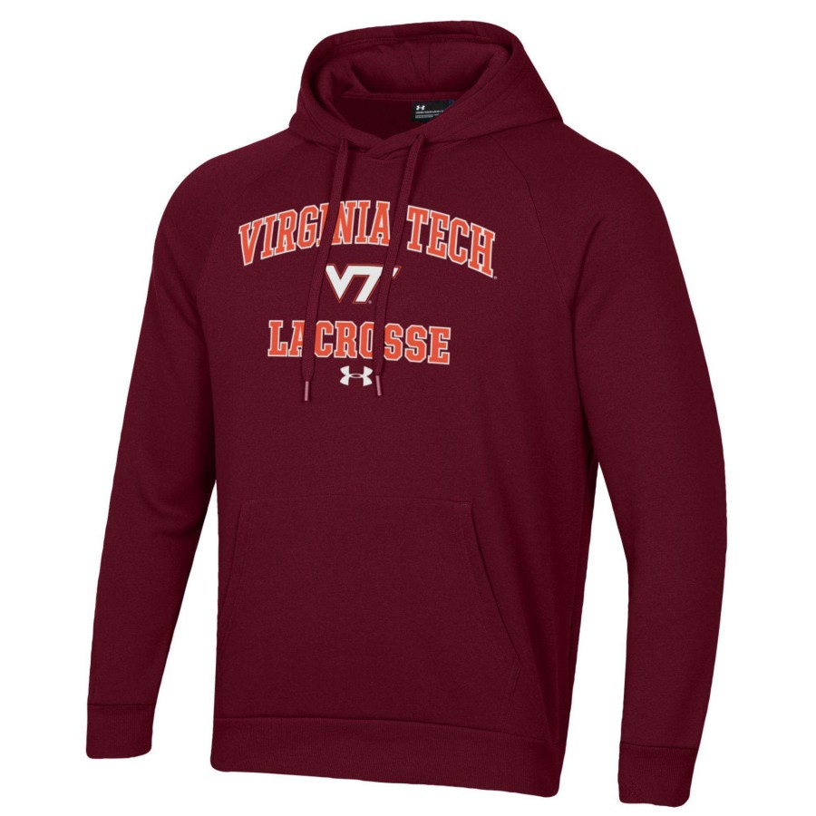 Men * | Discount Store Men'S Under Armour Maroon Virginia Tech Hokies Lacrosse All Day Arch Fleece Pullover Hoodie