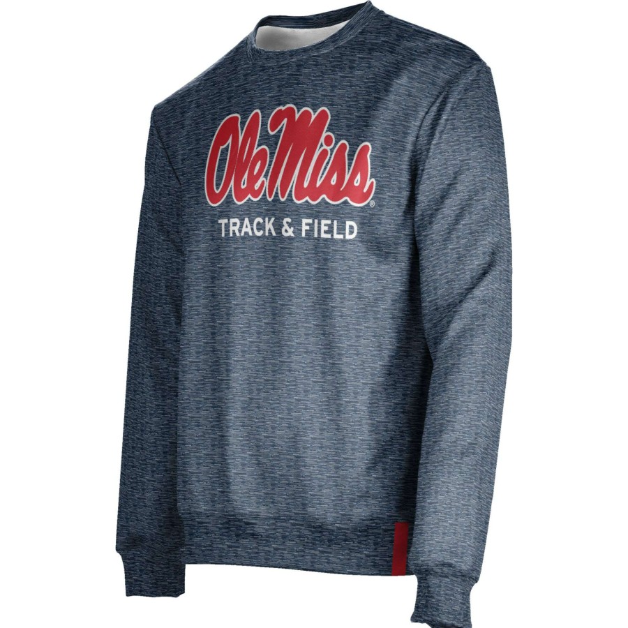 Men * | Lower Prices Men'S Navy Ole Miss Rebels Track & Field Name Drop Crewneck Pullover Sweatshirt