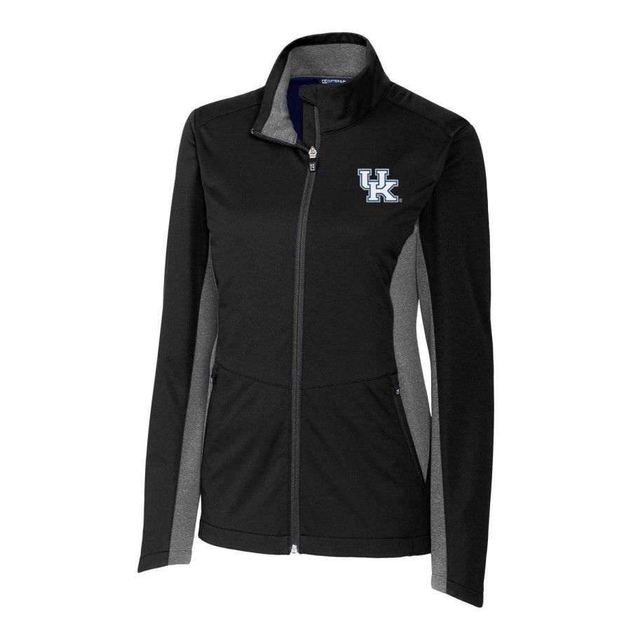 Women * | Hot Sell Women'S Cutter & Buck Black Kentucky Wildcats Navigate Softshell Full-Zip Jacket