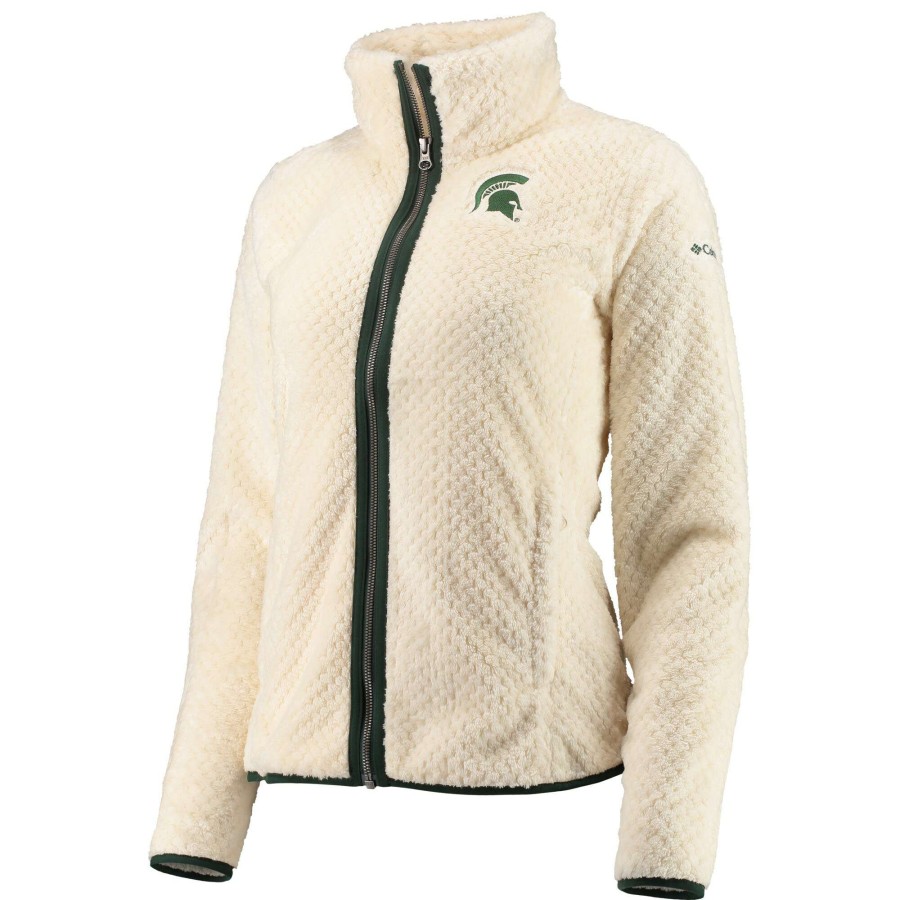 Women * | Hot Sell Women'S Columbia Cream Michigan State Spartans Fireside Ii Sherpa Full-Zip Jacket