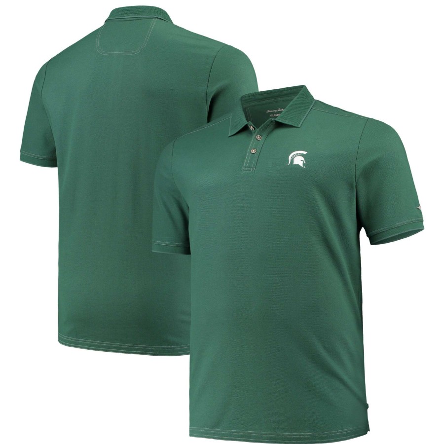 Men * | Discount Store Men'S Tommy Bahama Green Michigan State Spartans Big & Tall Sport Emfielder 2.0 Polo