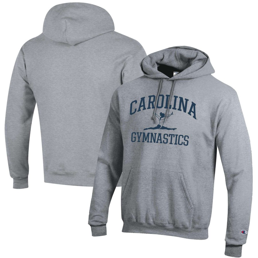 Men * | Lower Prices Men'S Champion Gray North Carolina Tar Heels Gymnastics Icon Powerblend Pullover Hoodie