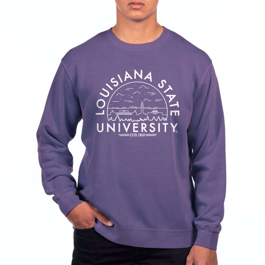 Men * | Online Sales Men'S Uscape Apparel Purple Lsu Tigers Pigment Dyed Fleece Sweatshirt