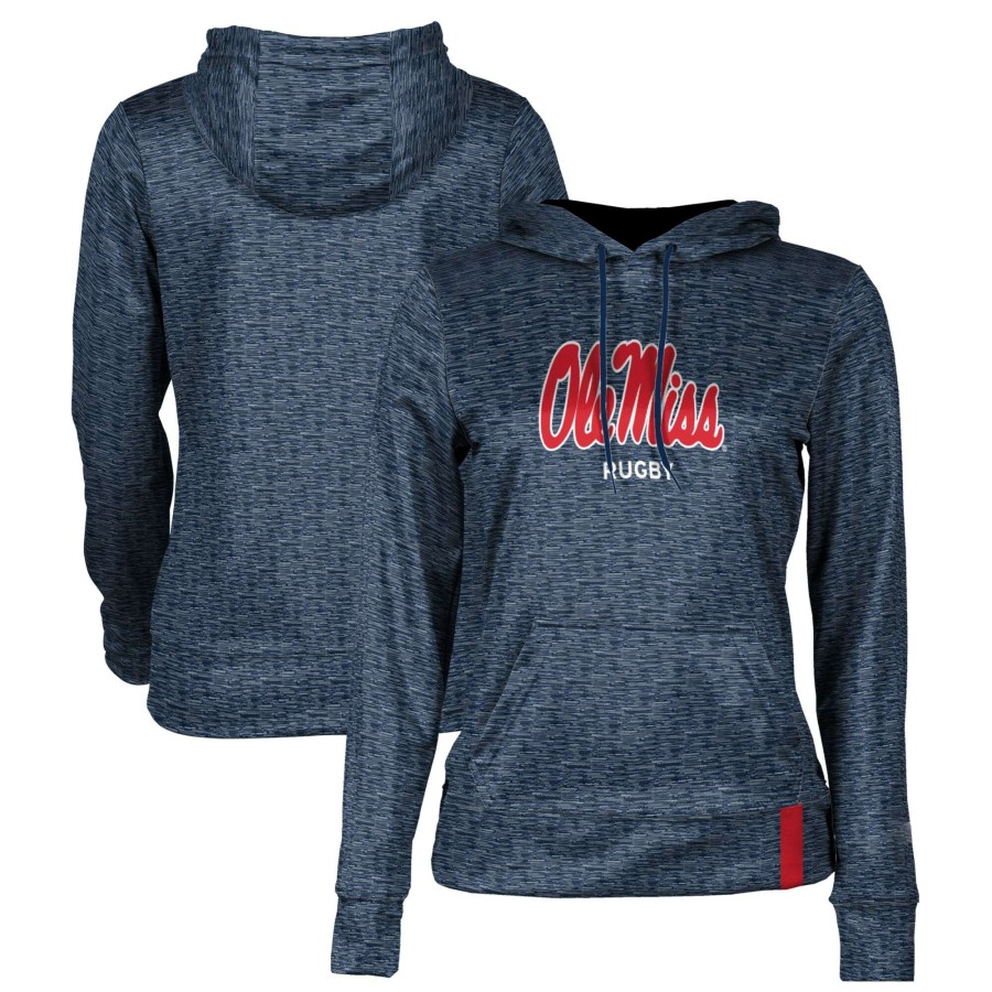 Women * | Best Quality Women'S Navy Ole Miss Rebels Rugby Pullover Hoodie