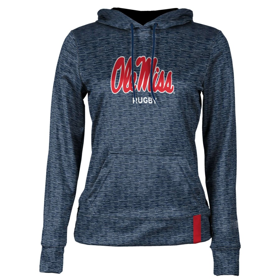 Women * | Best Quality Women'S Navy Ole Miss Rebels Rugby Pullover Hoodie