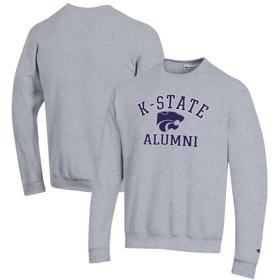 Men * | Best Quality Men'S Champion Gray Kansas State Wildcats Alumni Logo Arch Pullover Sweatshirt