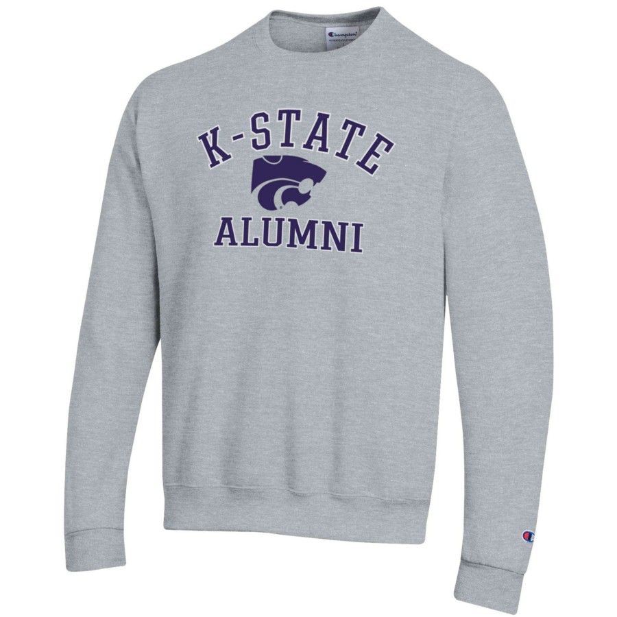 Men * | Best Quality Men'S Champion Gray Kansas State Wildcats Alumni Logo Arch Pullover Sweatshirt