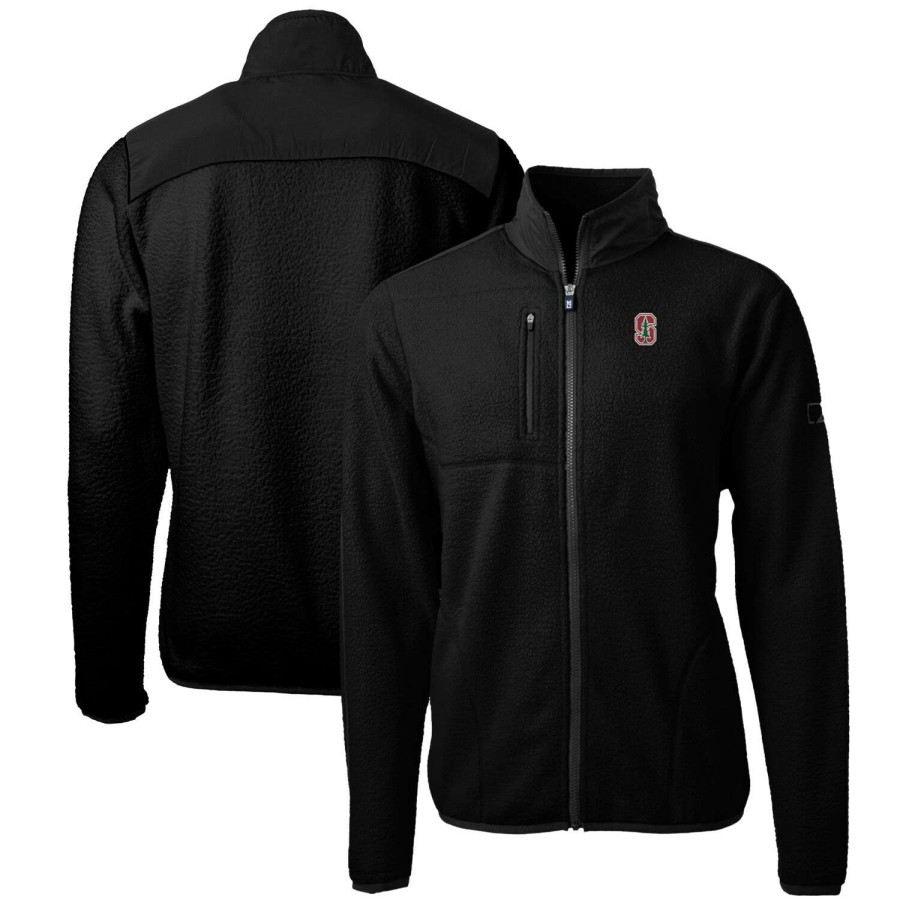 Men * | Online Sales Men'S Cutter & Buck Black Stanford Cardinal Big & Tall Cascade Eco Sherpa Fleece Full-Zip Jacket